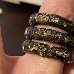 TAT2 DESIGNS NEW Tuscany 3 Row Coin Ring Brass 7.5